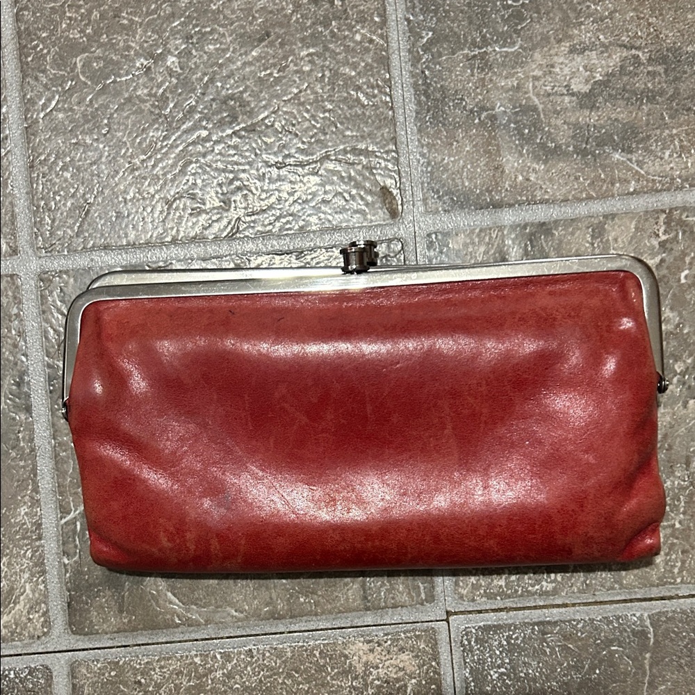 HOBO Red Leather Wristlet Clutch